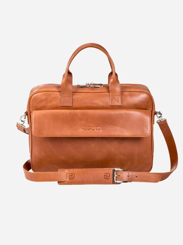 NEGOTIA Leather Laptop Bag 'Alpha' in Brown: front