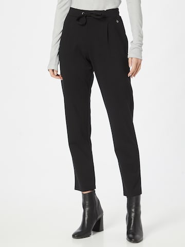 Fransa Tapered Pleat-Front Pants in Black: front