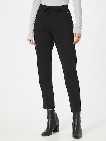 Fransa Tapered Pleat-front trousers in Black: front