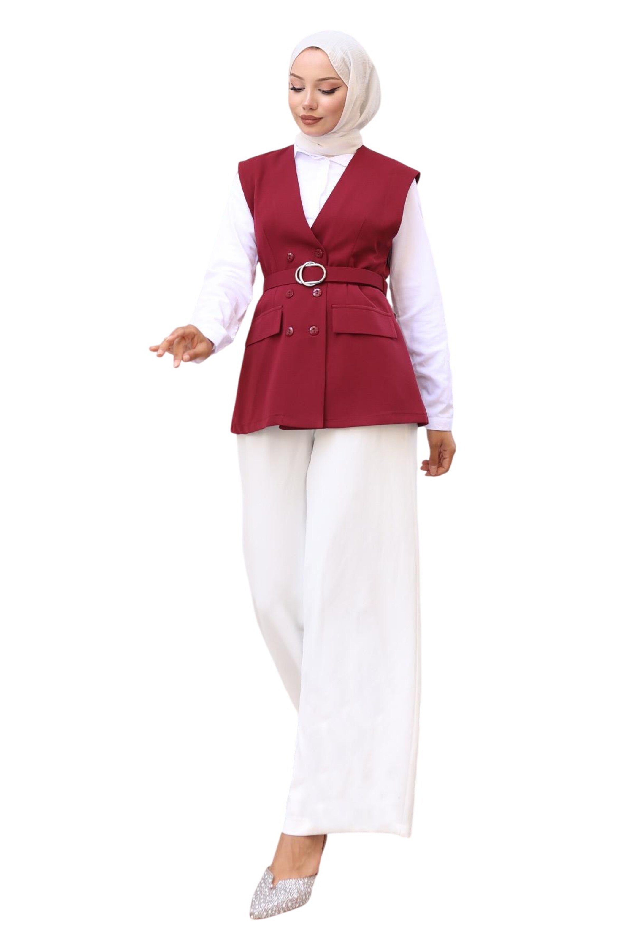 Pantalons de tailleur MODAMIHRAM en rouge