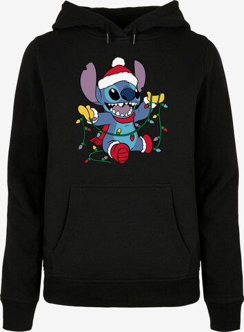 ABSOLUTE CULT Sweatshirt 'Ladies Lilo And Stitch - Christmas Lights' in Black: front