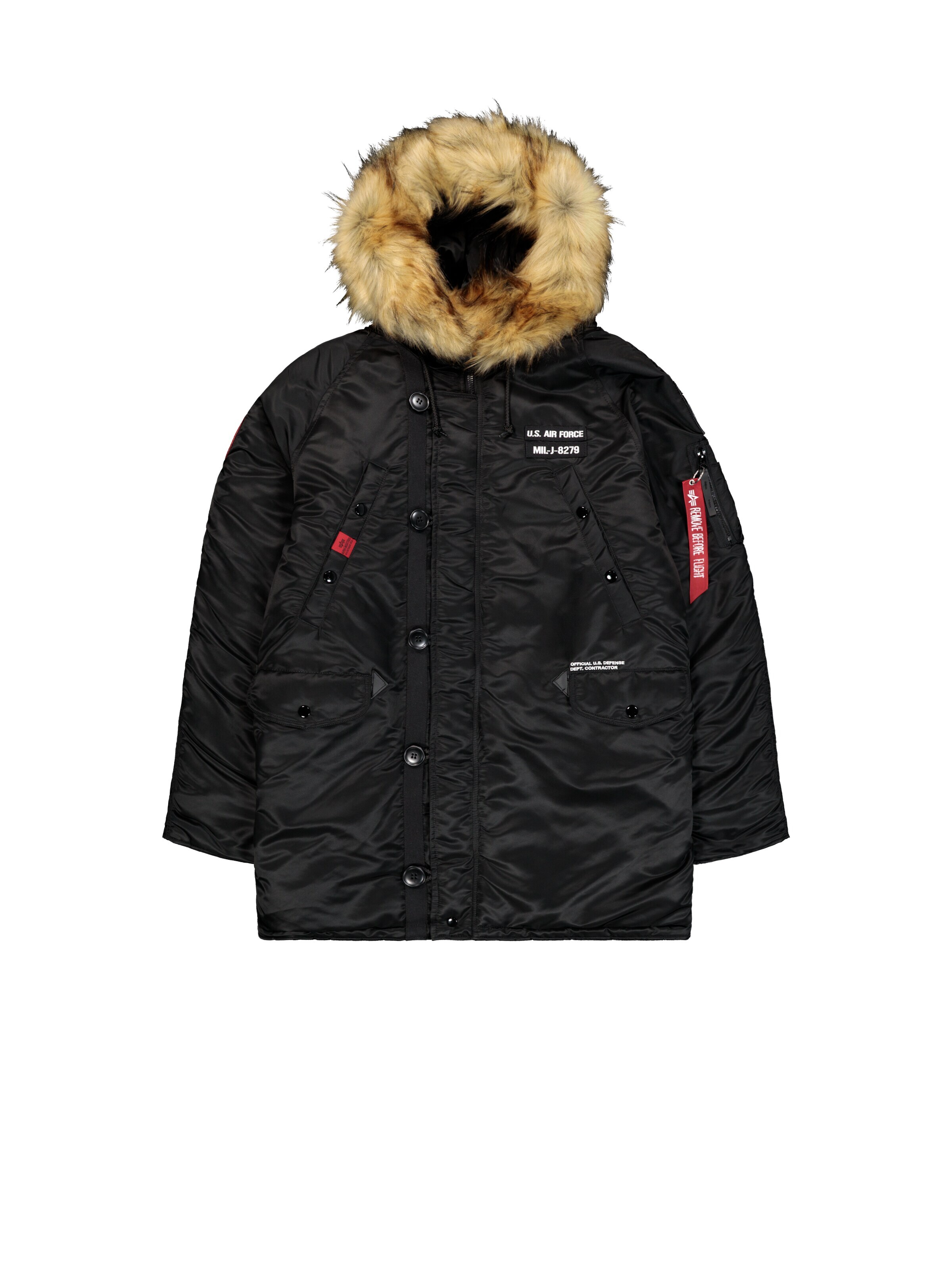ALPHA INDUSTRIES Winterparka 'N3B Airborne'‌‌‌‌ in Schwarz: Vorderseite