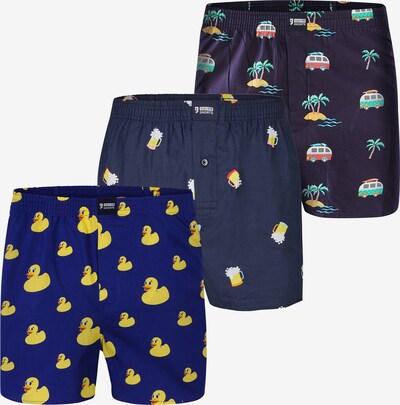 Happy Shorts Boxers ' Print Sets ' en bleu foncé / jaune / mélange de couleurs, Vue avec produit