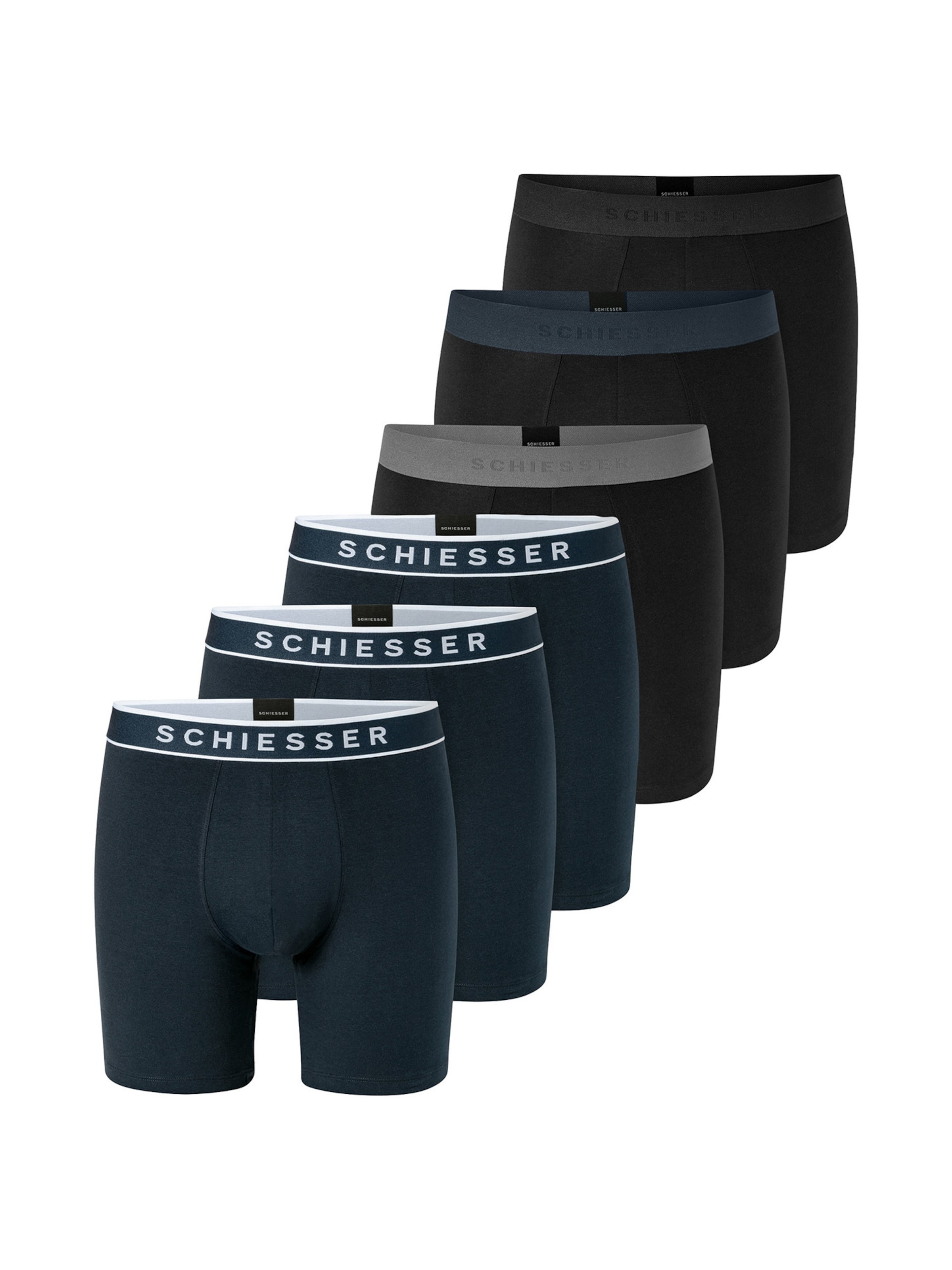 SCHIESSER Langer Boxer ' 95/5 Multi ' in Blau: Vorderseite