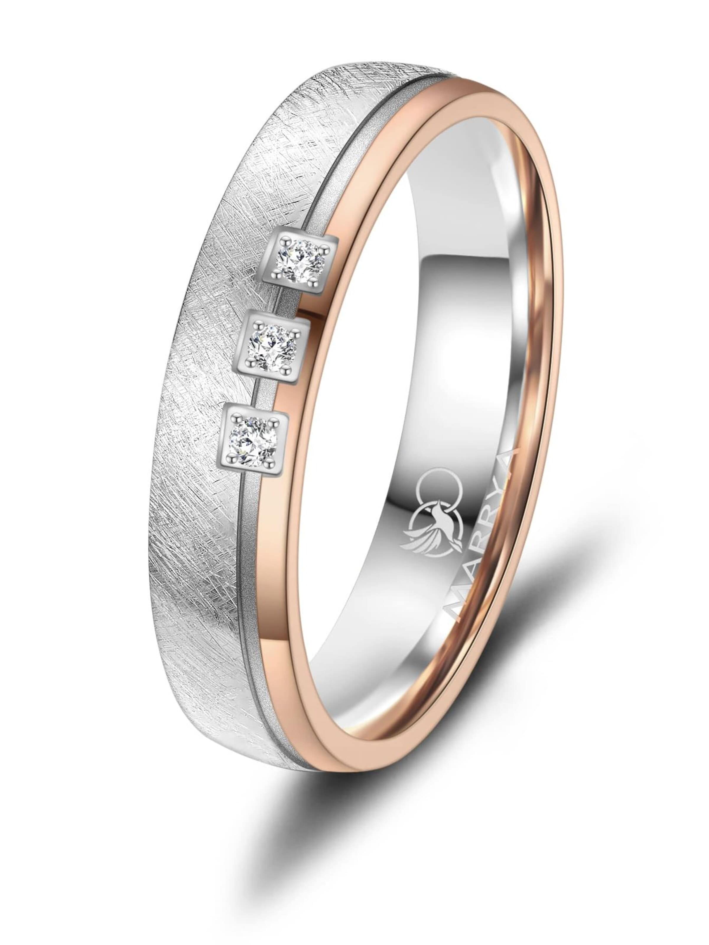 MARRYA Ring 'MARRYA ES-34 Ehering aus Edelstahl - Silberfarben & Rosé' i guld