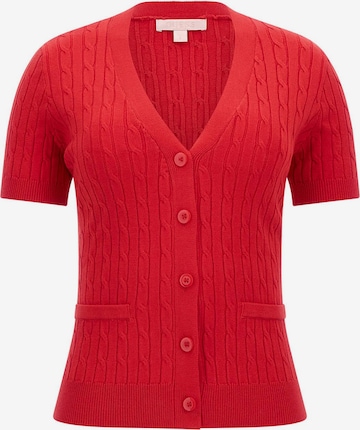 GUESS Knit Cardigan in Red: front