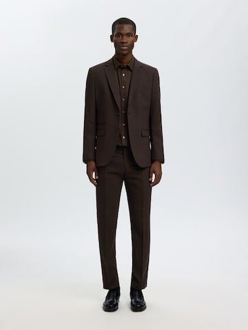 SELECTED - Ajuste estrecho Camisa en marrón