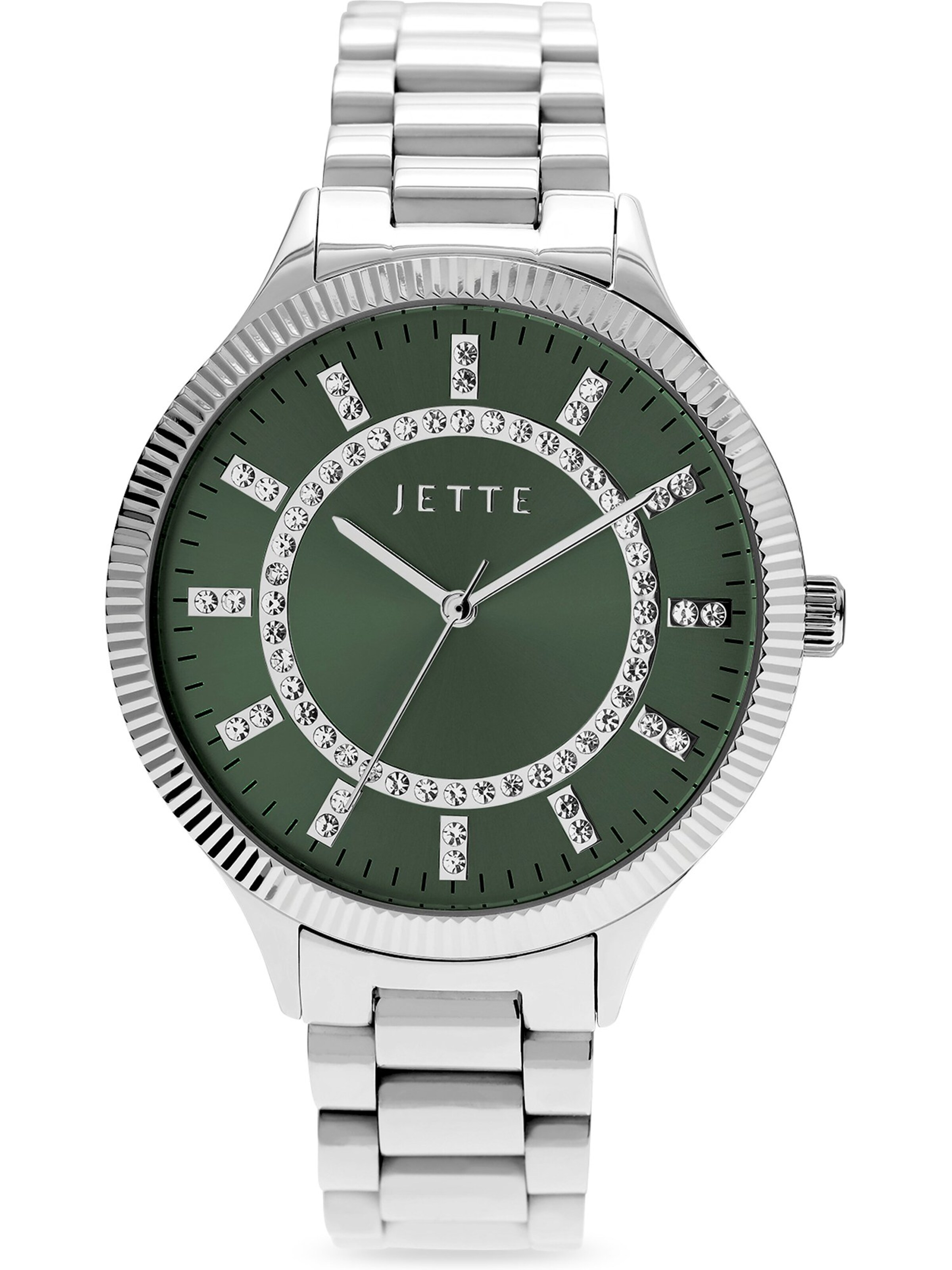 JETTE Analoguhr in Silber: Vorderseite