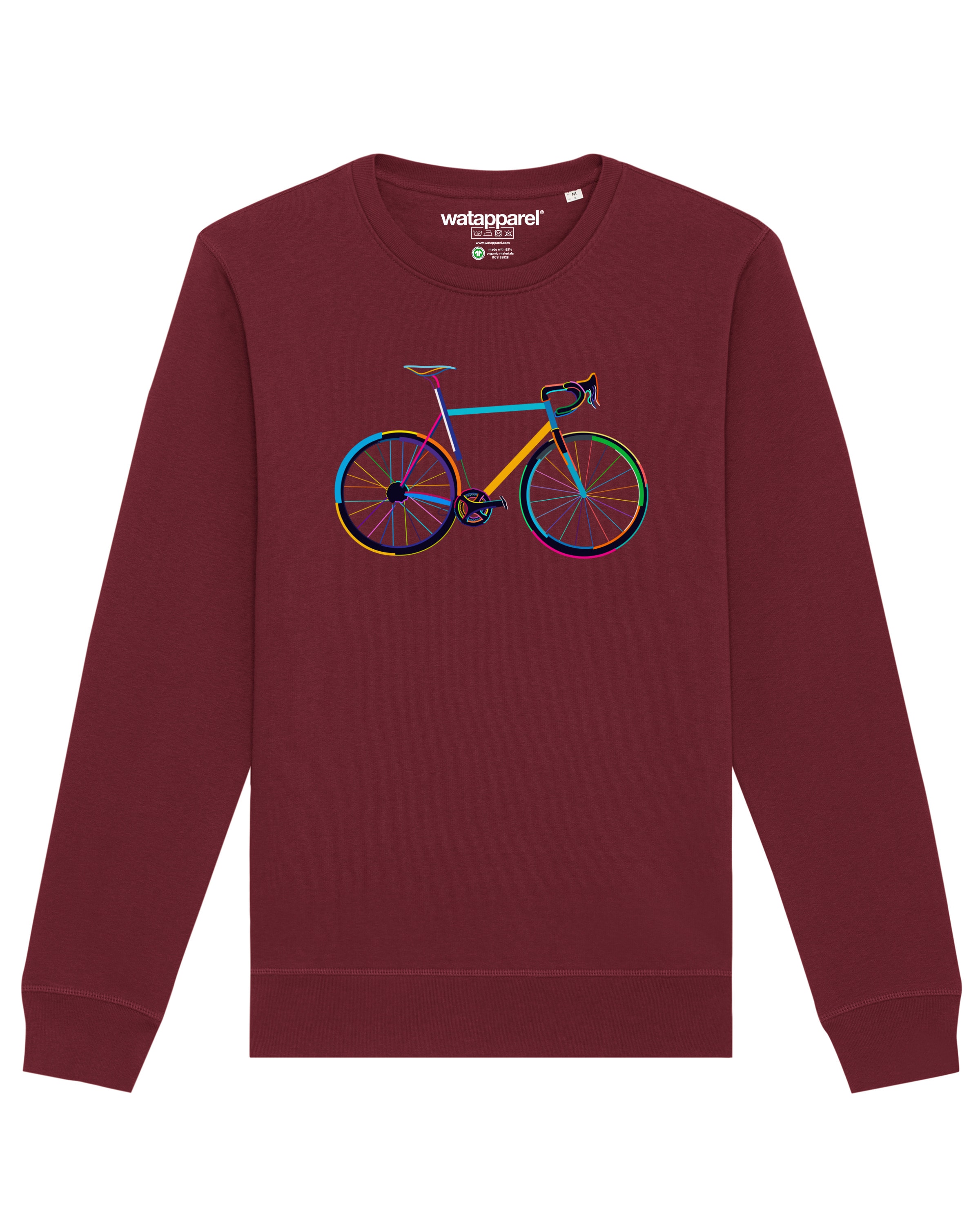 Sweat-shirt ' Fahrrad by night ' Watapparel en rouge : devant