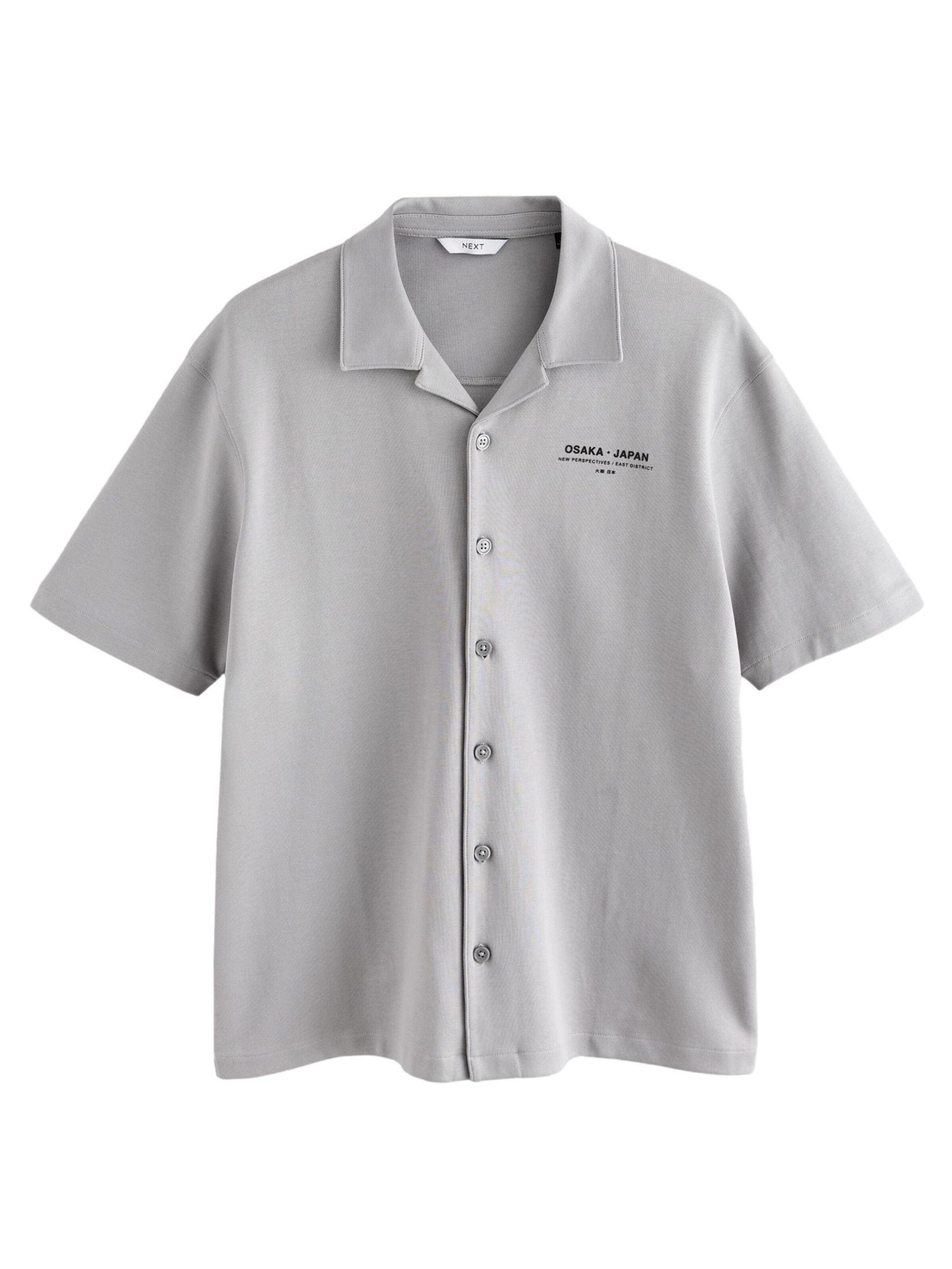 Next Regular fit Button Up Shirt in Grey: front