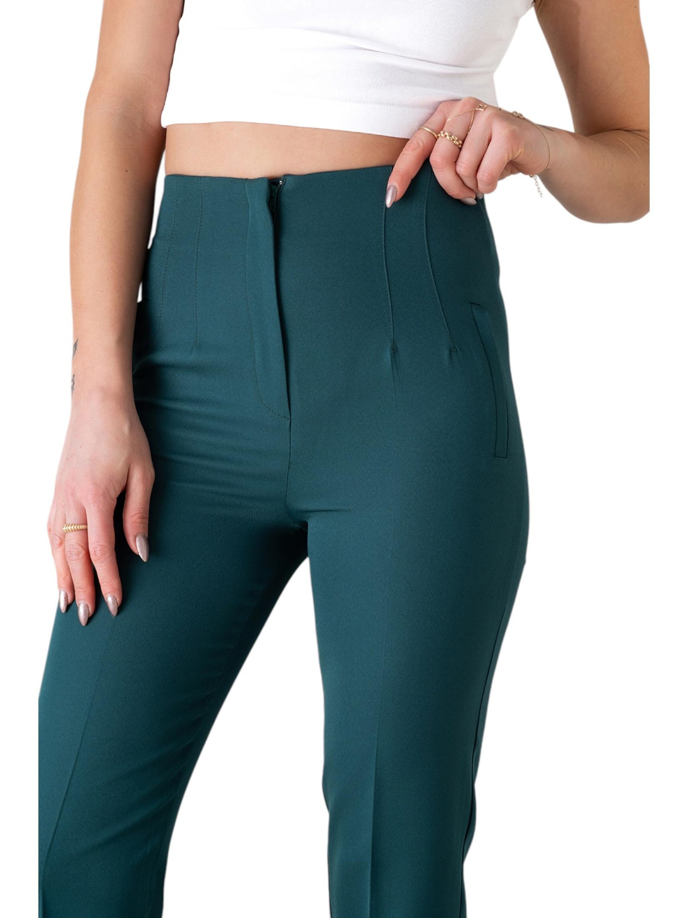 fashionshowcase Slimfit Bandplooibroek 'Alessia' in Groen