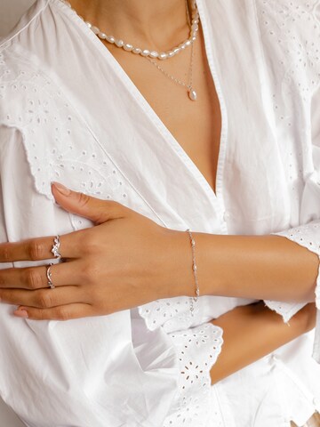 Hey Happiness Bracelet 'Pearl Line' in Silver: front