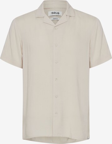 !Solid Button Up Shirt in Beige: front
