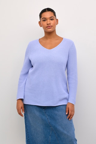 KAFFE CURVE Strickpullover in Blau: predná strana