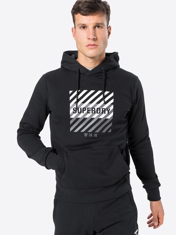 melns Superdry Sportiska tipa džemperis: no priekšpuses