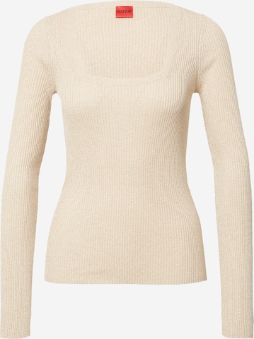 HUGO Red Sweater 'Sunessy' in Beige: front