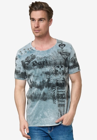Rusty Neal T-Shirt in Batik Optik in Grau: predná strana