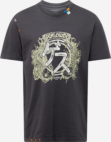 GUESS Тениска 'Japanese Ideogram' в черно: отпред