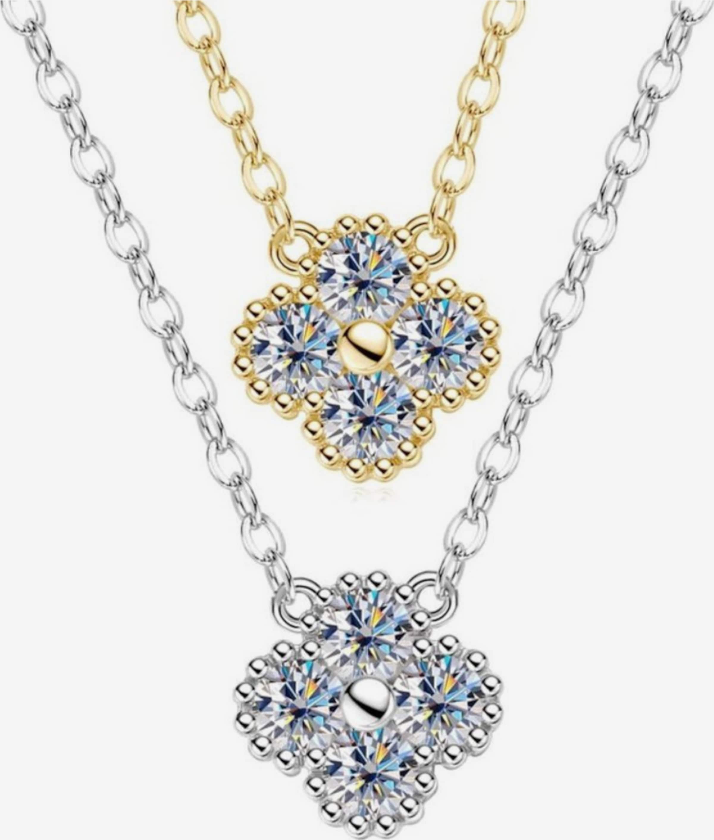 MomentWish Halskette Rosegold Damen, 0,5 Karat Moissanite Schmuck Kette Damen Silber 925 Mit Diamant Goldkette Anhänger Geschenk Für Frauen Freundin