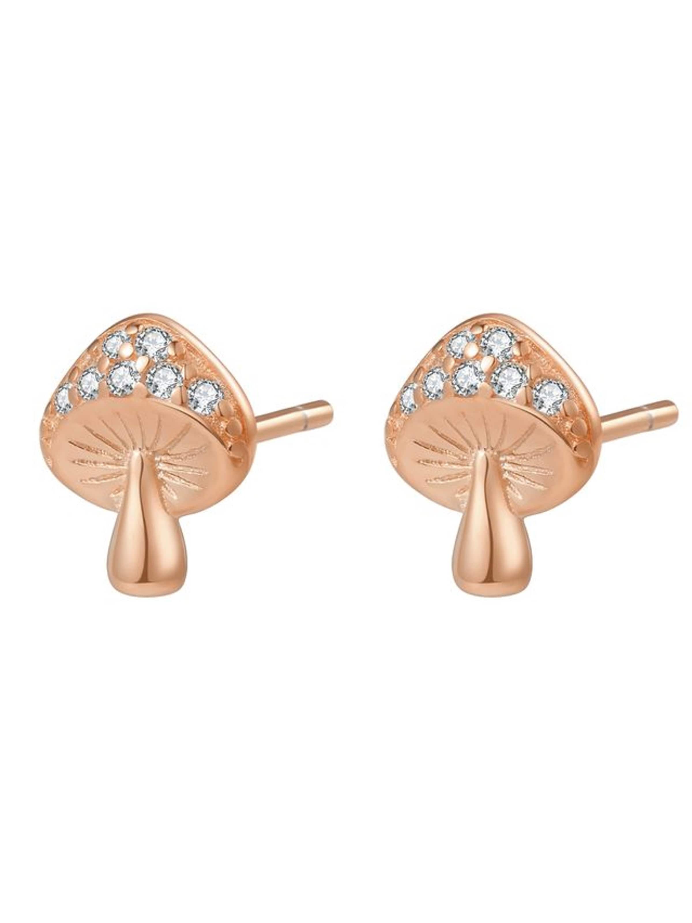 Hey Happiness - Pendientes 'Lucky Mushroom' en oro: frente