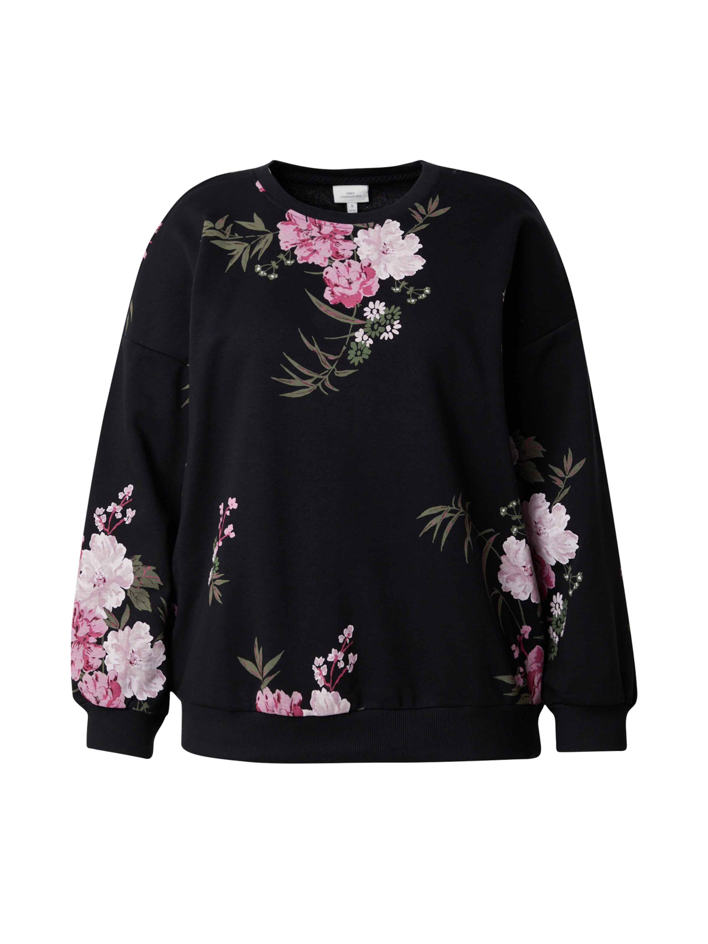 ONLY Carmakoma Sweatshirt 'CARWANTED' in Black: front