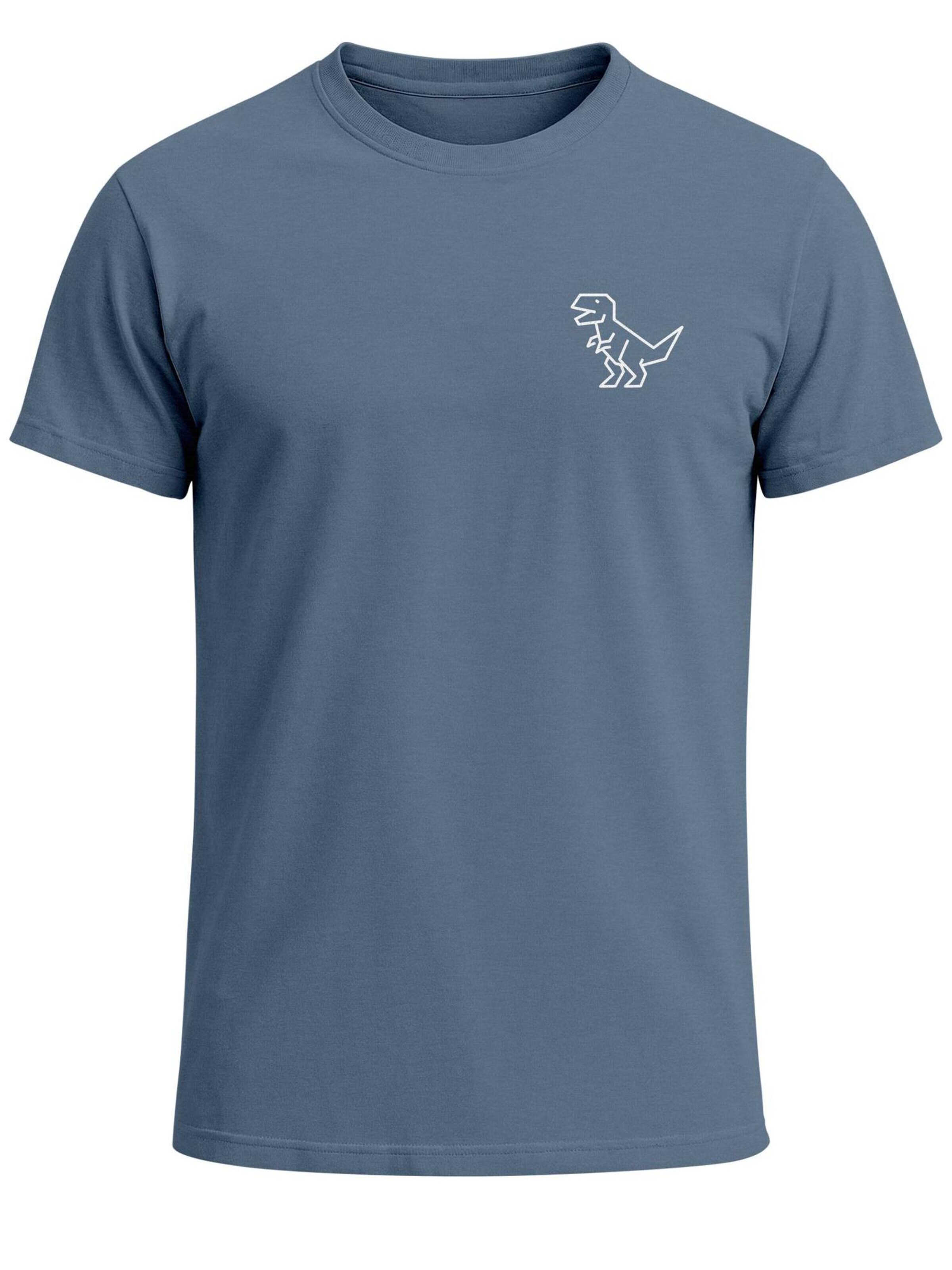 Neverless Shirt 'Polygon T-Rex' in Blue: front