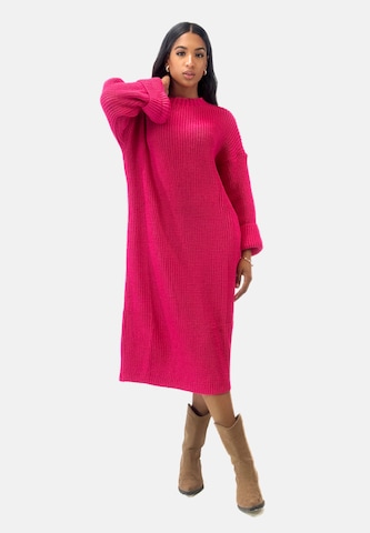 Elara Gebreide jurk in Roze: voorkant