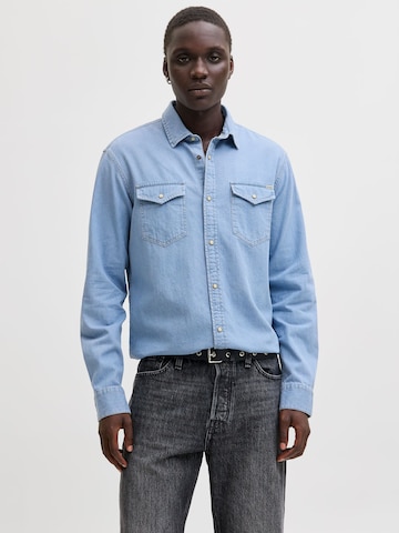 Jacks & Jones Regular Fit Hemd 'Herren Langarm Hemd'‌ in Blau