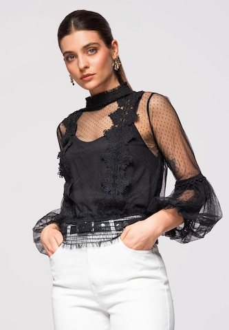 Ombre Blouse in Zwart: voorkant