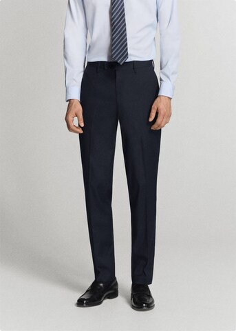 MANGO MAN Slim fit Pleated Pants 'Milan' in Blue: front