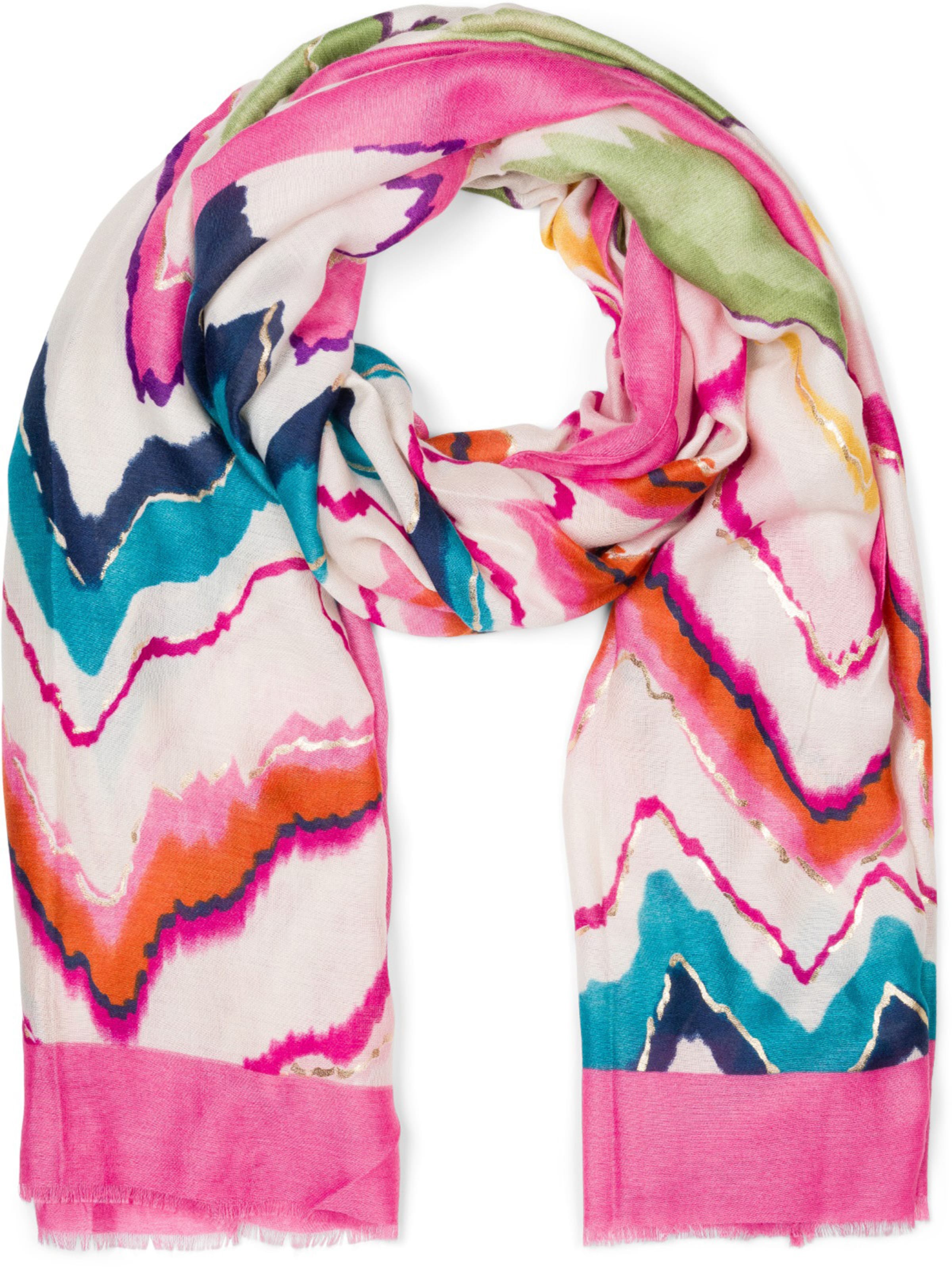 styleBREAKER Scarf 'Leichter Schal mit Zick-Zack Muster' in Mixed colors: front
