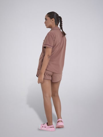 LEAFLETIC Short Pajama Set in Brown