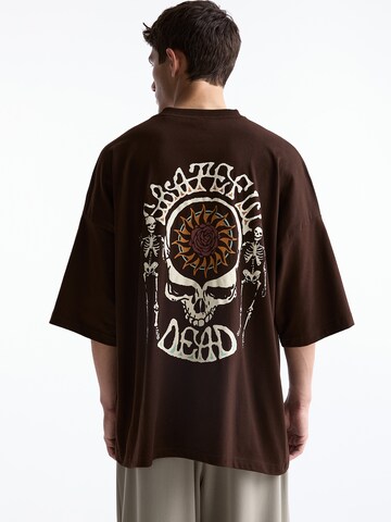 T-Shirt Pull&Bear en marron : devant
