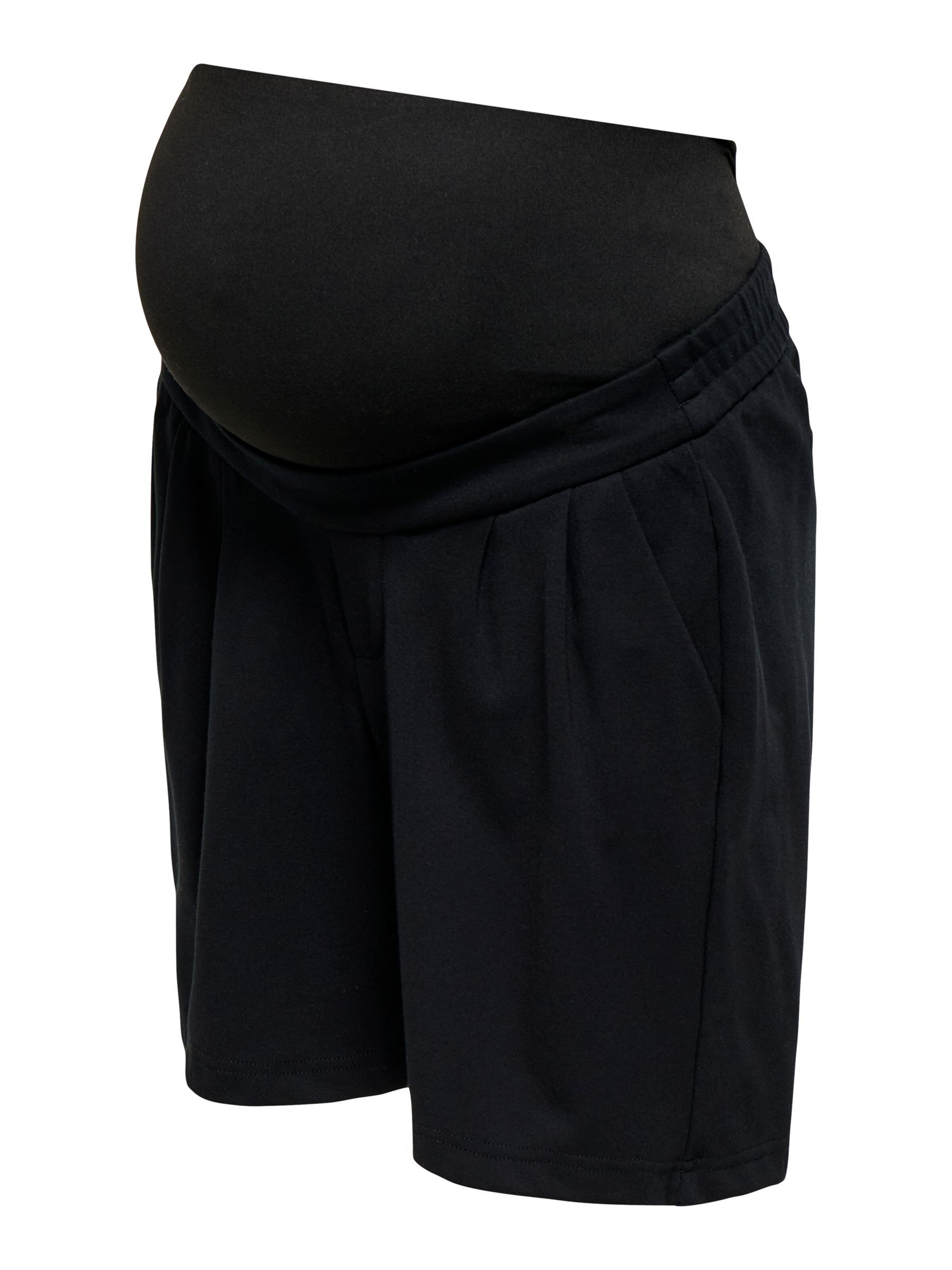 Only Maternity Regular Pleat-front trousers 'OLMPoptrash' in Black: front