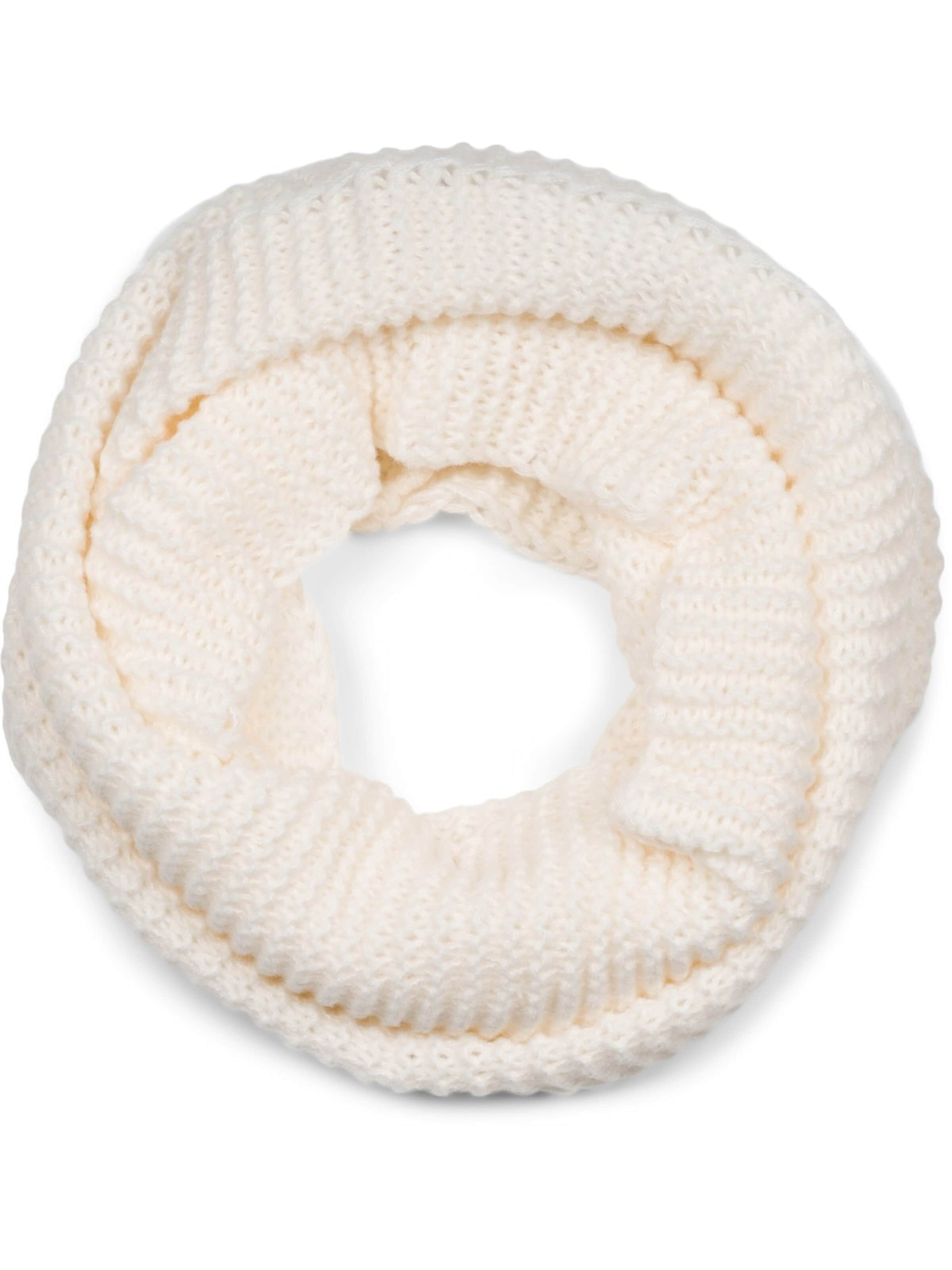 styleBREAKER Schlauchschal 'Strick Loop Wellenmuster'‌‌‌‌ in Beige: Vorderseite