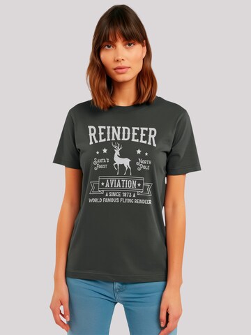 T-shirt 'Reindeer Aviation Retro Christmas Sign' F4NT4STIC en gris : devant