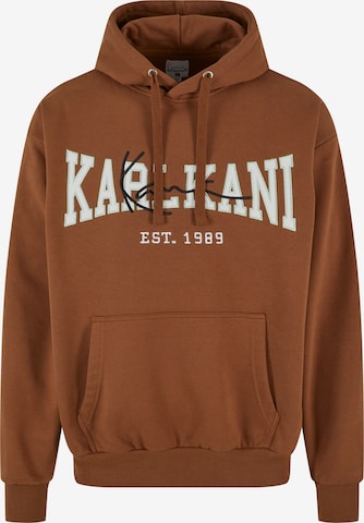 Karl Kani Zip-Up Hoodie in Brown: front