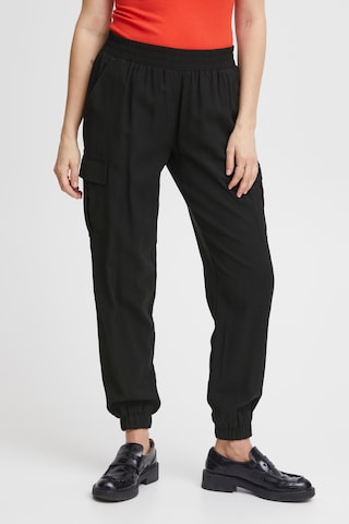 Fransa Tapered Cargo Pants 'krista Pa 1' in Black: front