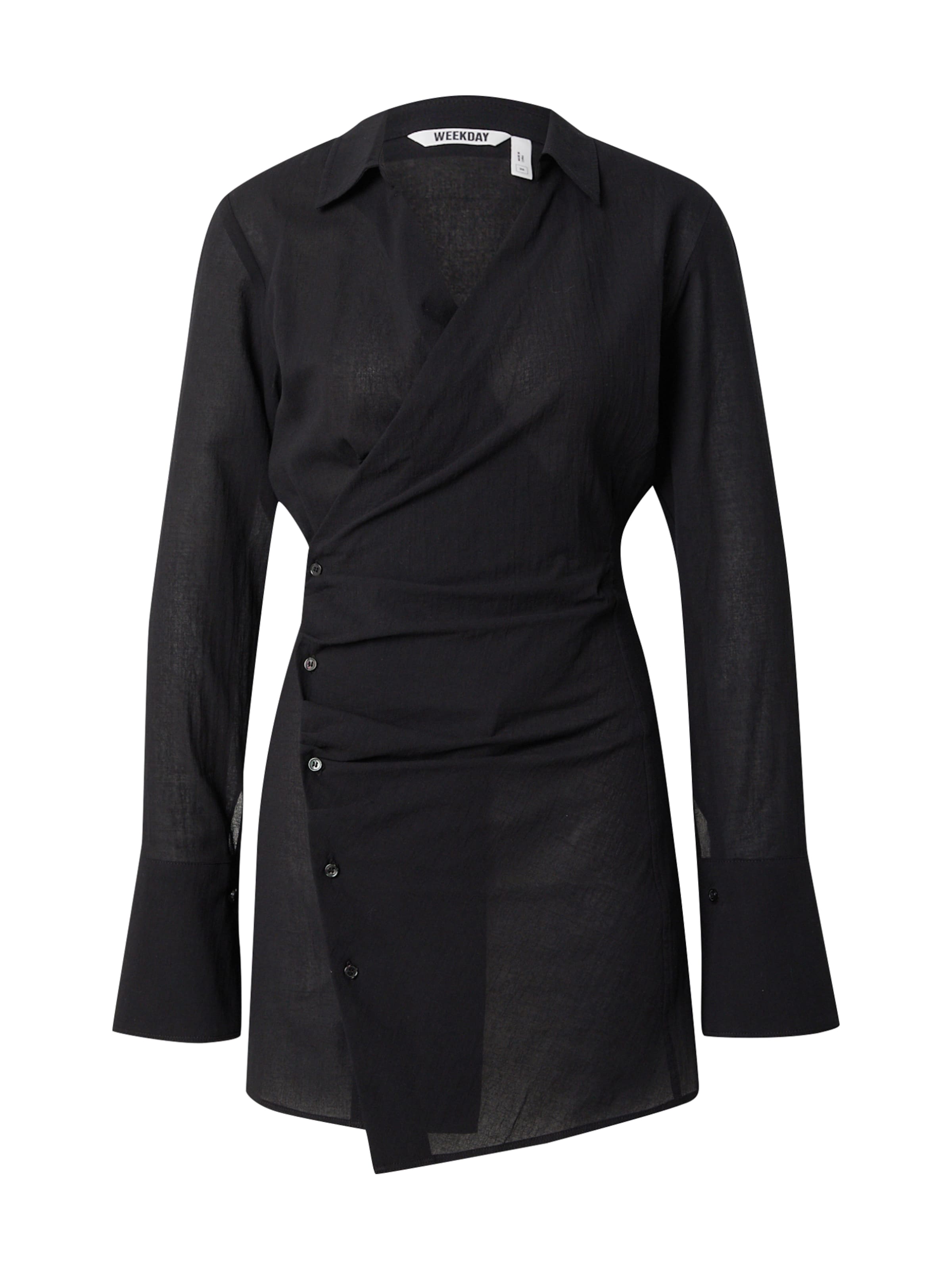 WEEKDAY Платье-рубашка 'Pomelo' в Черный: спереди