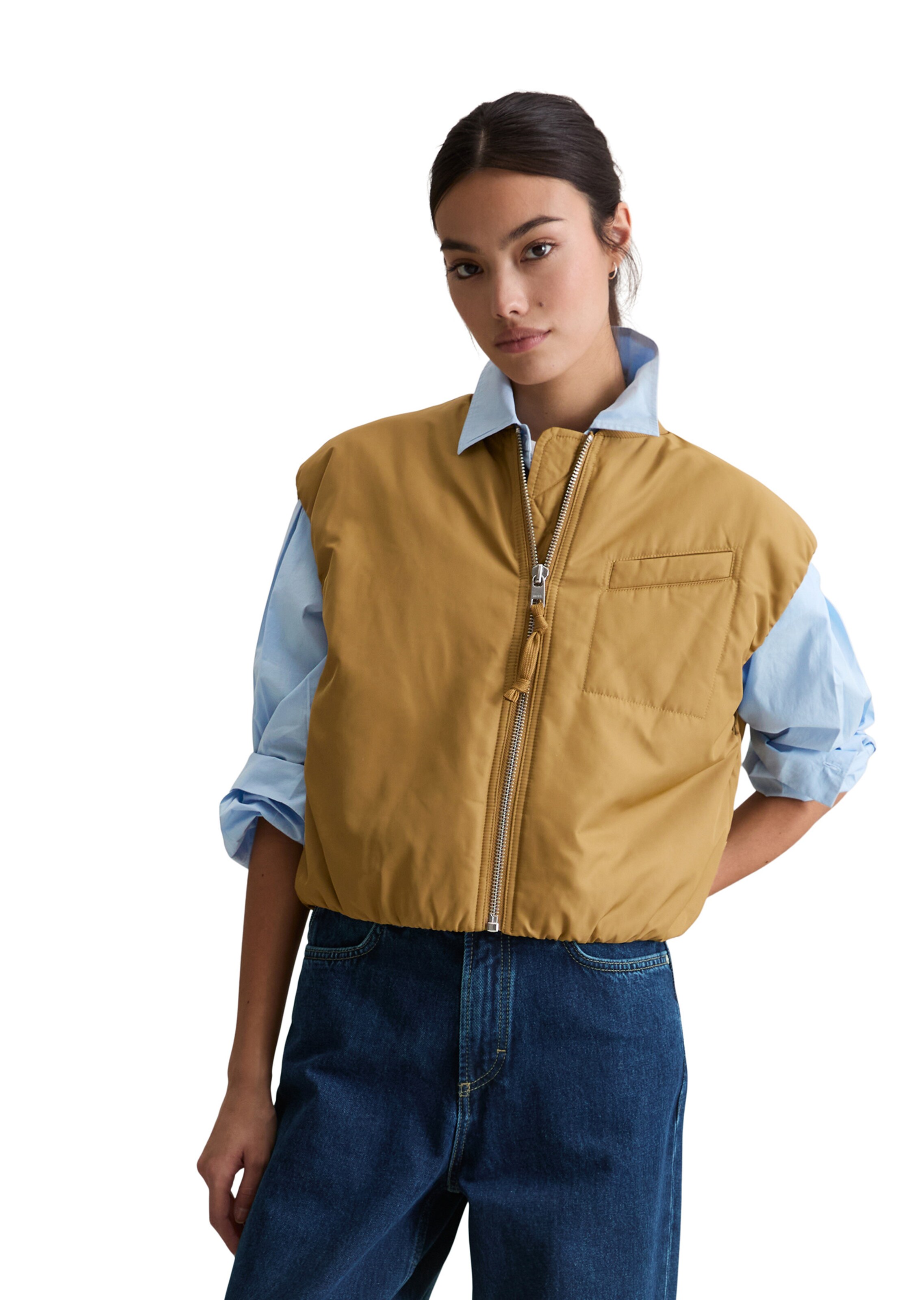 Marc O'Polo DENIM Bodywarmer in Beige: voorkant