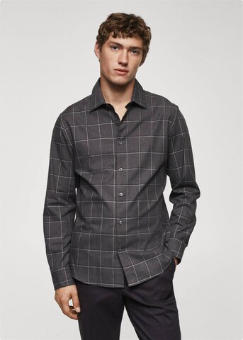 MANGO MAN Slim fit Button Up Shirt 'Roma' in Grey: front