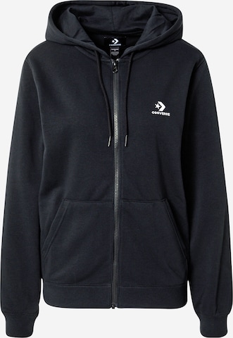 CONVERSE - Sudadera con cremallera en negro: frente