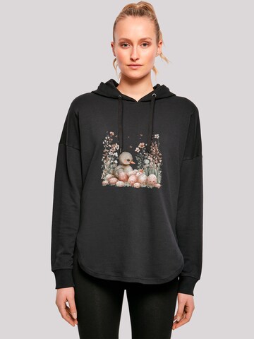 F4NT4STIC Sweatshirt 'Ente Ostereier Blumen Küken' in Schwarz: Vorderseite