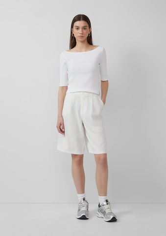 QS Wide Leg Bundfaltenhose in Beige