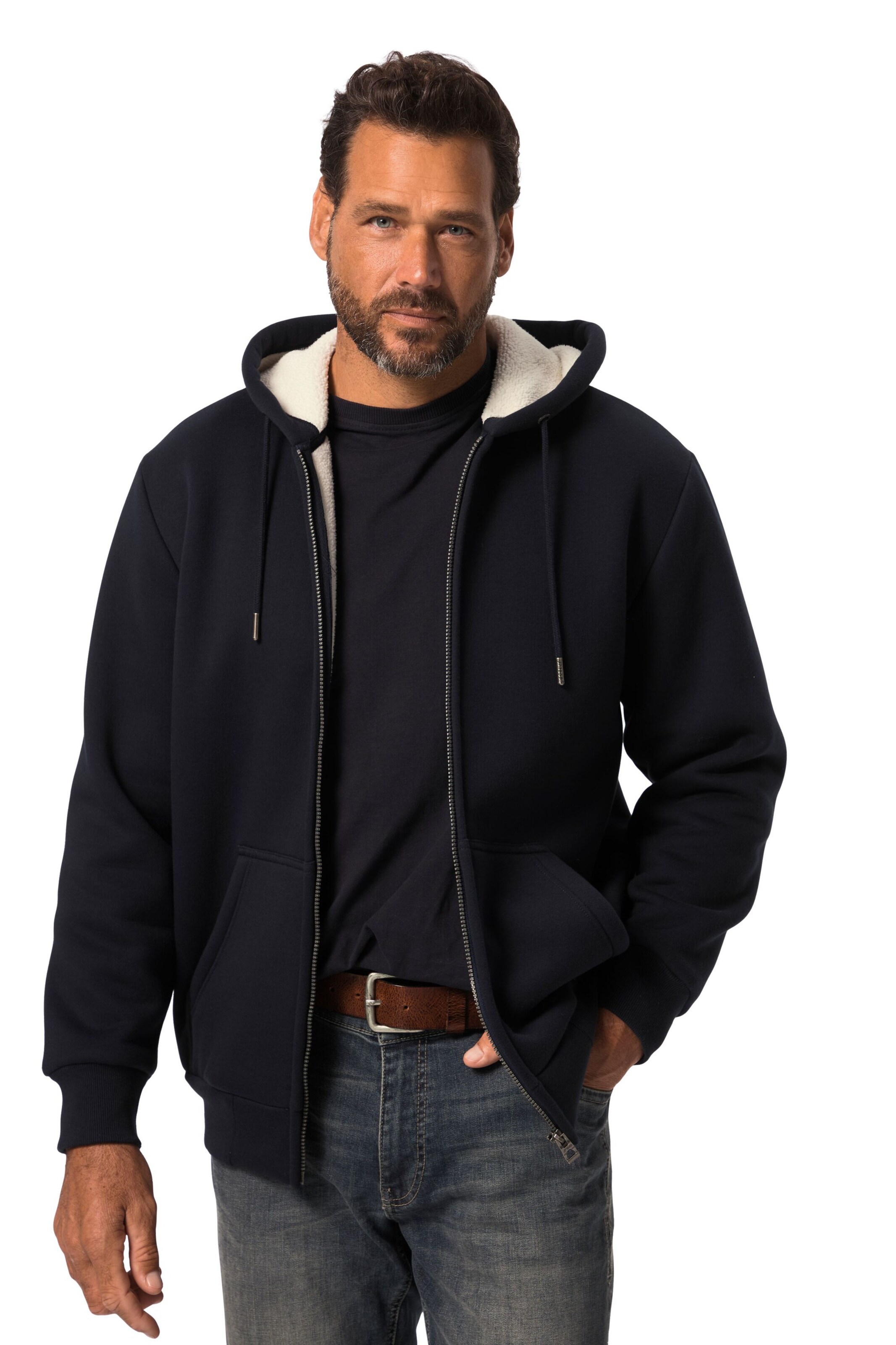 JP1880 Sweatjacke in Blau: Vorderseite