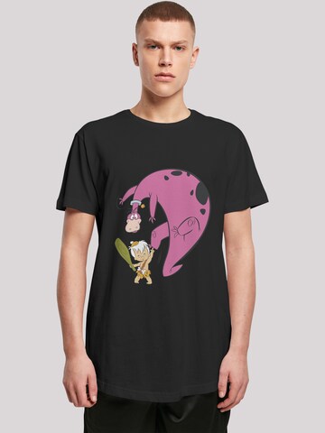 F4NT4STIC Shirt 'The Flintstones Bamm Bamm And Dino' in Zwart: voorkant