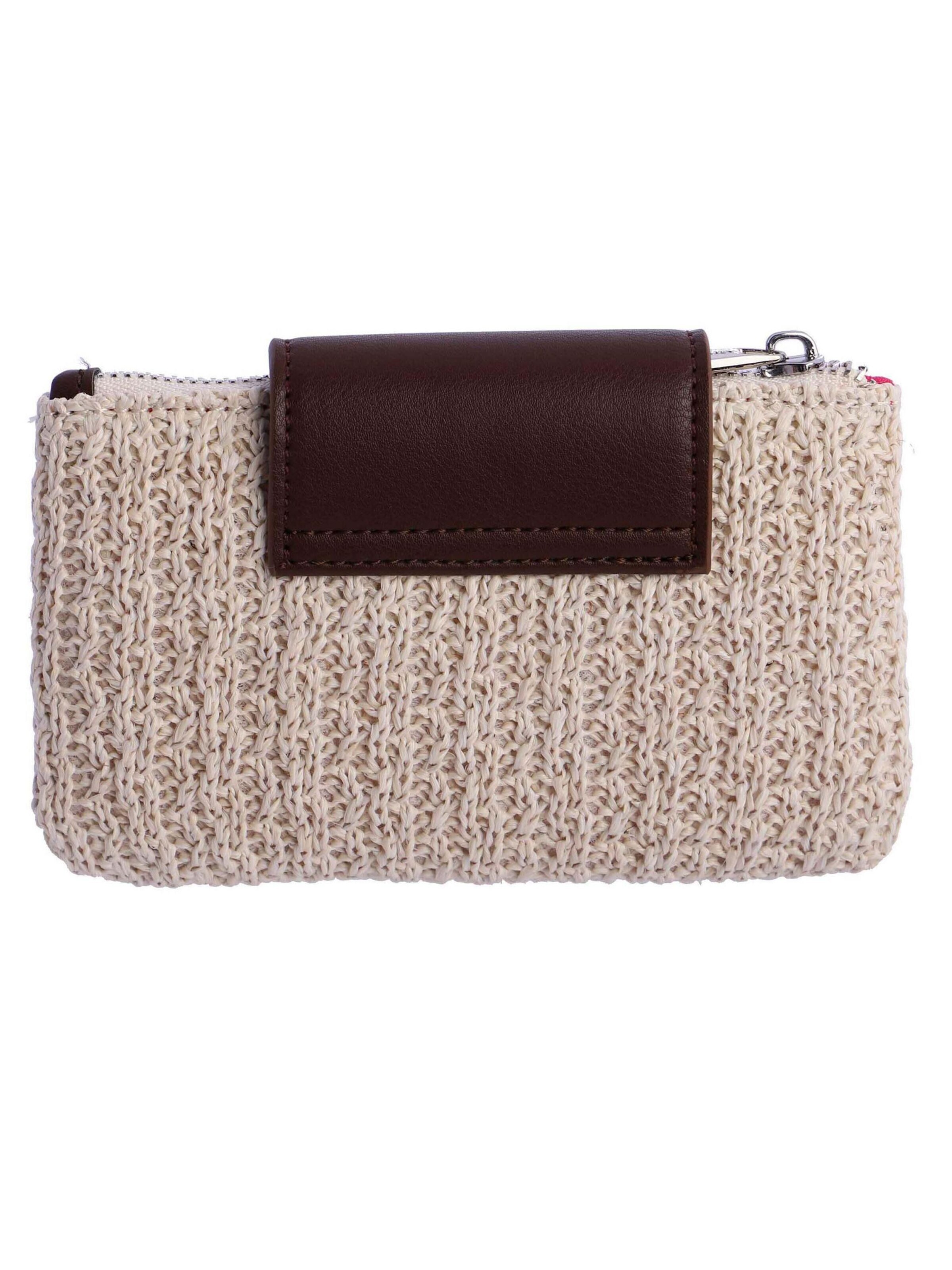 Amichi - Cartera 'Cartera para mujer Sunny de fibras naturales  y cierre de solapa y cremallera' en blanco