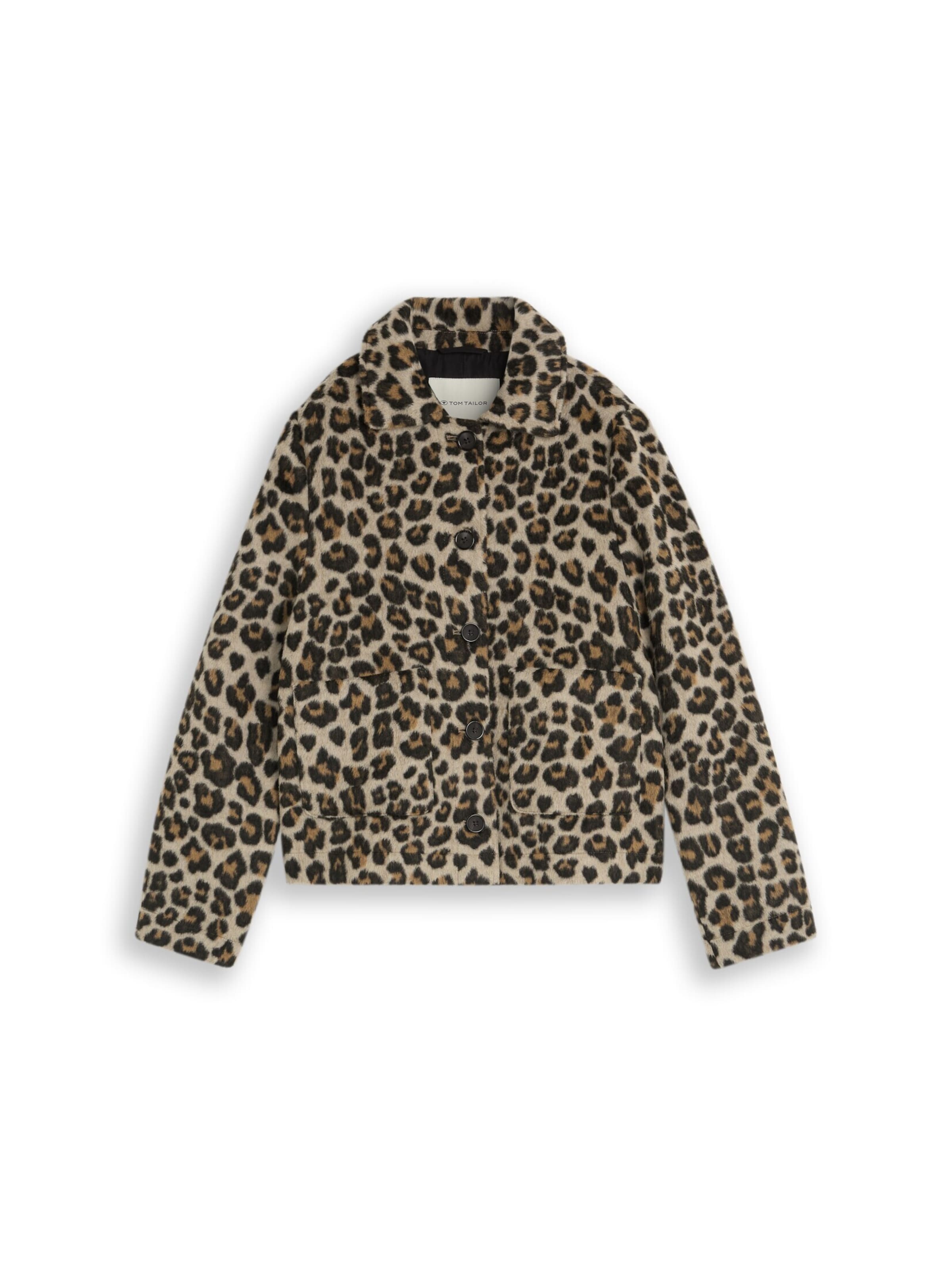 TOM TAILOR Wolljacke mit Leo-Muster in Beige: Vorderseite