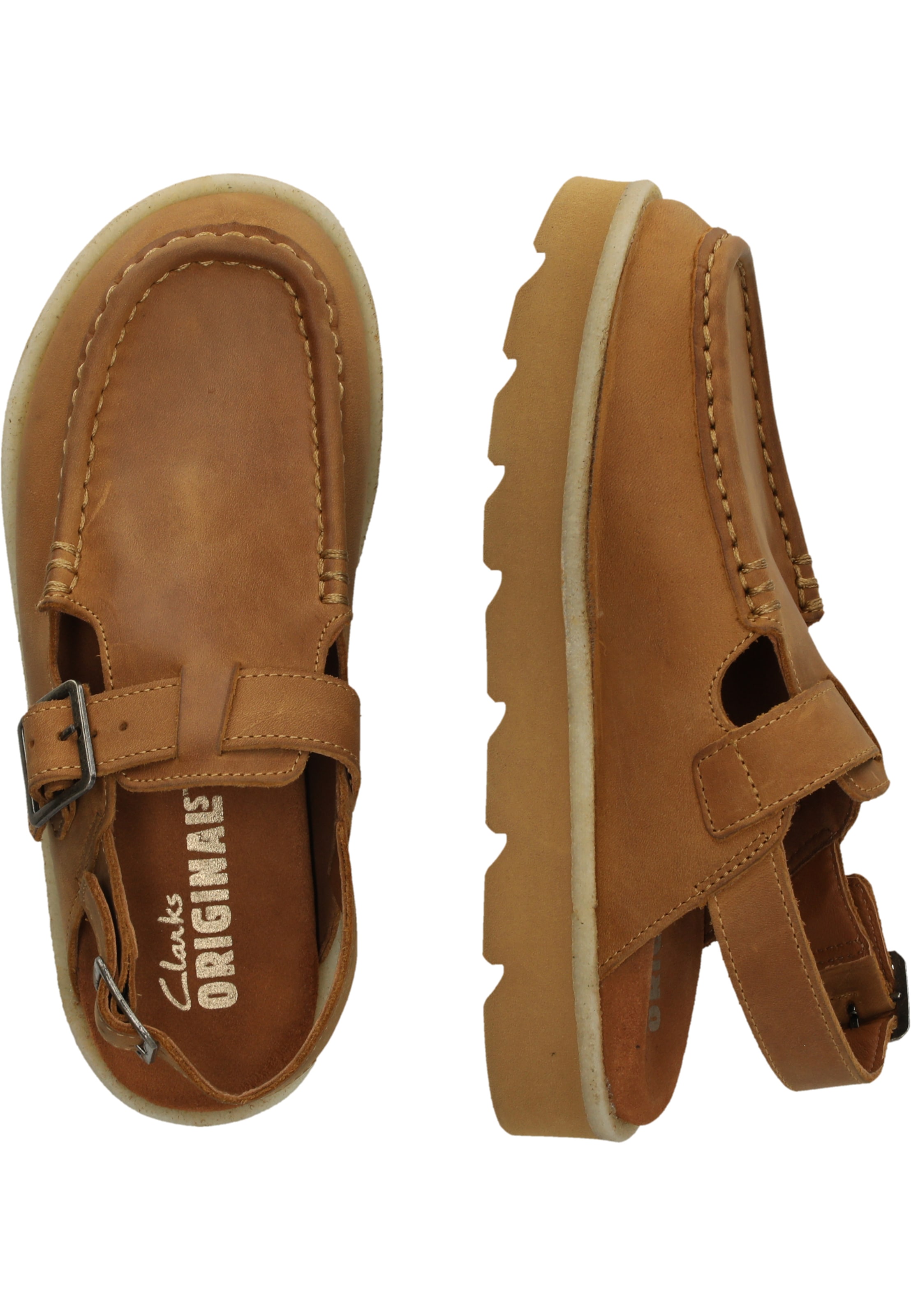 CLARKS Sandale 'Meare Easy' in Braun