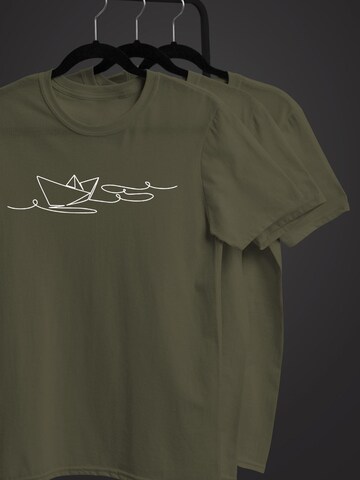 Neverless Shirt 'Paperschiff' in Green